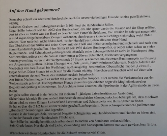 Hundeschulbeurteilung einer Kundin Hundeschulbeurteilung einer Kundin