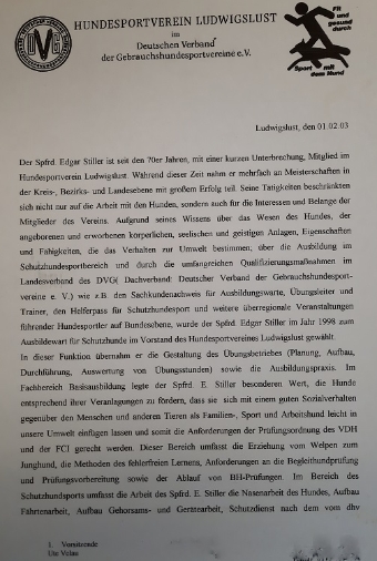 Hundetrainerbeurteilung vom Hundeverein Hundetrainerbeurteilung vom Hundeverein